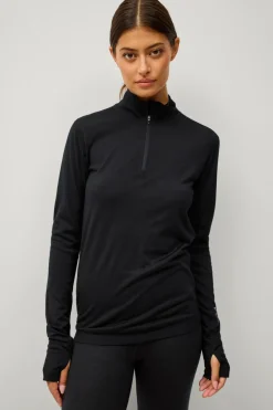 Áhkká Skiundertøj|Skiundertøj>Termisk top Merino Wool LS Halfzip W Sort