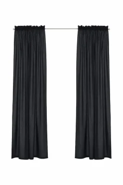 &Home Gardin med løbegang i halvpanama 2-pak Sort Hot