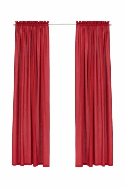 &Home Gardin med løbegang i halvpanama 2-pak Rød