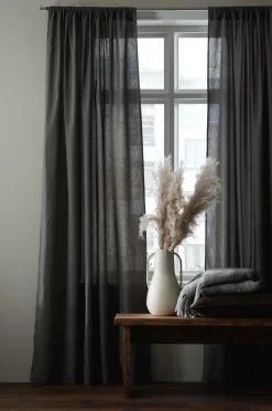 &Home Julegardiner|Gardinlængder Med Løbegang>Gardin med løbegang i halvpanama 2-pak Mellemgrå