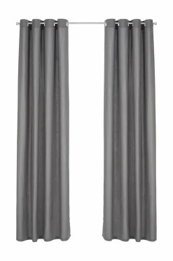 &Home Gardiner Med Sejlring|Julegardiner>Gardin med ringe i halvpanama 2-pak Mellemgrå