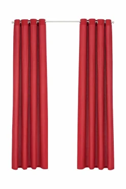 &Home Gardin med ringe i halvpanama 2-pak Rød Discount