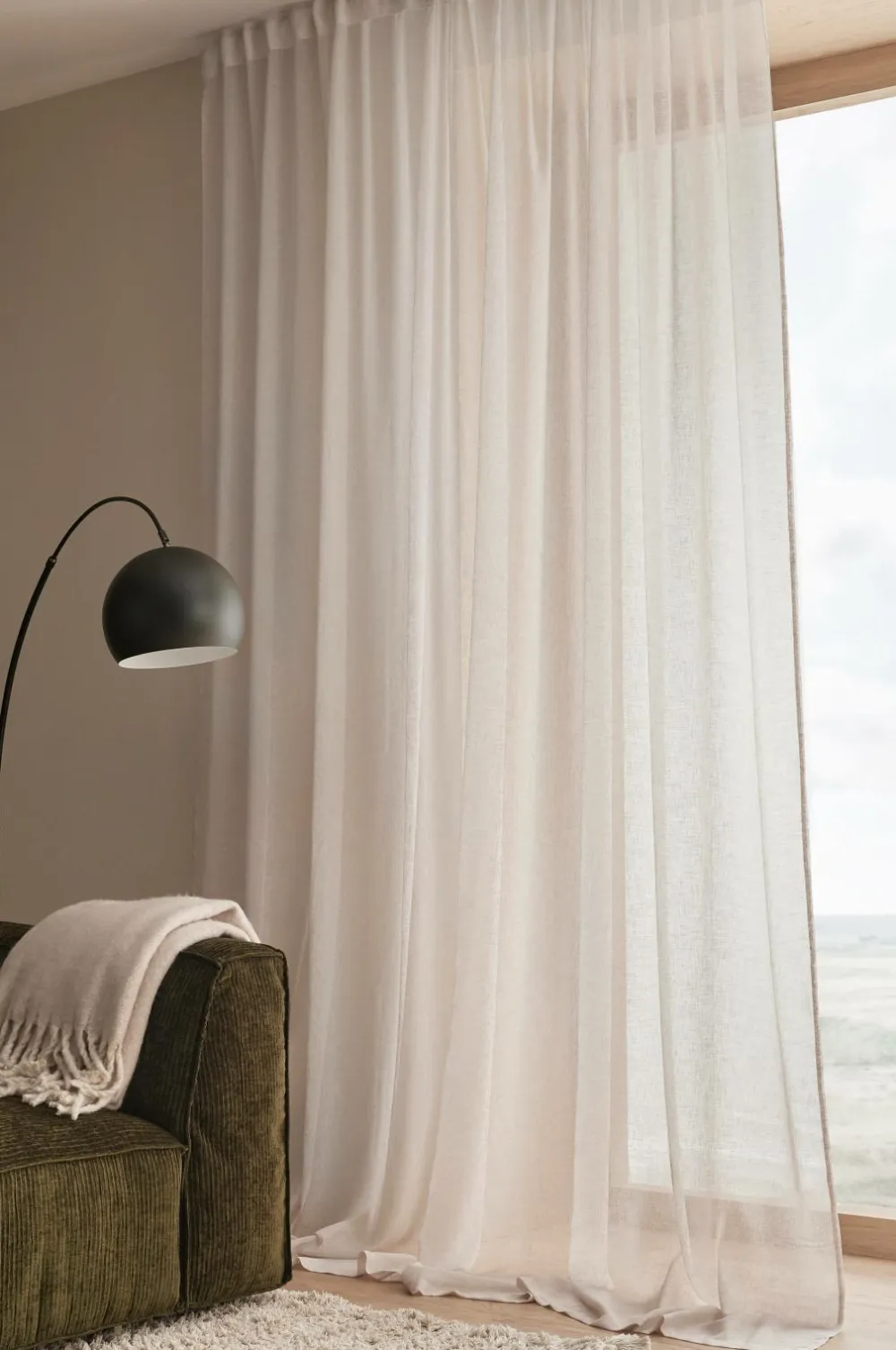 &Home Gardinlængder Med Rynkebånd>Multibåndsgardin Mila Wide 1-pak Lys beige