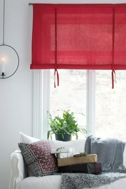 &Home Julegardiner|Foldegardiner>Roll up-gardin af halvpanama Rød