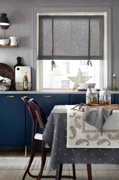 &Home Roll up-gardin af halvpanama Sort