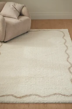 &Home Luv- & Ryatæpper>Ryatæppe Lugo Wave Hvid/beige