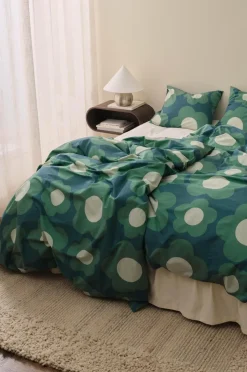 &Home Dynebetræk|Sengesæt>Sengesæt Heaven Flower 2 dele Flaskegrøn