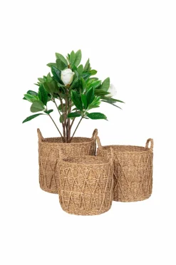 House Nordic Kurv Krabi sæt med 3 Naturlig Outlet