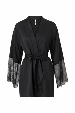 Hunkemöller Nattøj>Kimono Satin Lace Caviar