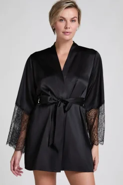 Hunkemöller Nattøj>Kimono Satin Lace Caviar