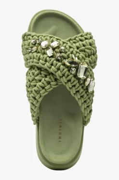 INUIKII Sandaler Woven Stones Green Hot