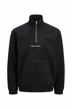Jack & Jones Fleecetrøje jorVesterbro Fleece Quarter Zip Black Sale