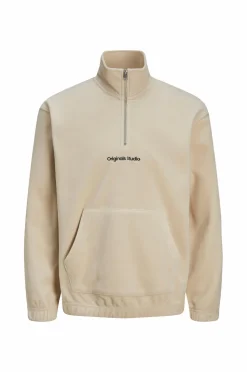 Jack & Jones Fleecetrøje jorVesterbro Fleece Quarter Zip Oatmeal Outlet