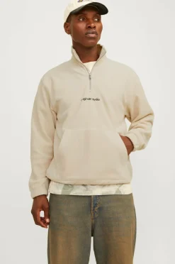 Jack & Jones Fleecetrøje jorVesterbro Fleece Quarter Zip Oatmeal Outlet