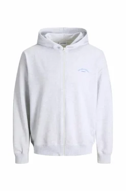 Jack & Jones Sweatshirts & Hoodies>Hættetrøje jjCollege Logo Sweat Zip Hood Jnr White melange