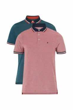 Jack & Jones Poloshirt jjePaulos Polo 2-pak Rio Red 1Rio Red 1Denim Blue Clearance