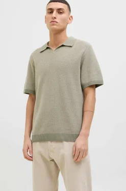 Jack & Jones Poloshirts>Poloshirt jprcCeaston Knit Split Neck SS SN Tea leaf