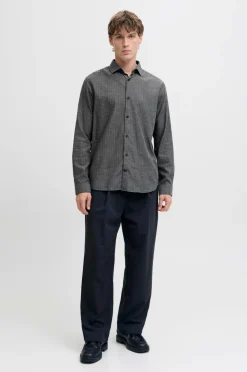 Jack & Jones Skjorte jprBlaparker Melange L/S Shirt BF S Black Discount