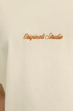 Jack & Jones T-shirt jorNorrebro Emb Tee SS Crew Neck NO Antique white Clearance