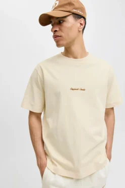 Jack & Jones T-shirt jorNorrebro Emb Tee SS Crew Neck NO Antique white Clearance