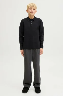 Jack & Jones Junior Pullover jprBlabradfort Knit Polo LN Jnr Black Discount