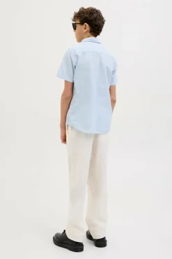 Jack & Jones Skjorter>Junior Skjorte jjBreeze Linen Blend Shirt SS SN Jnr Chambray blue