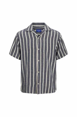 Jack & Jones Junior Skjorte jorCoba Stripe Resort Shirt SS Jnr Ocean cavern Clearance