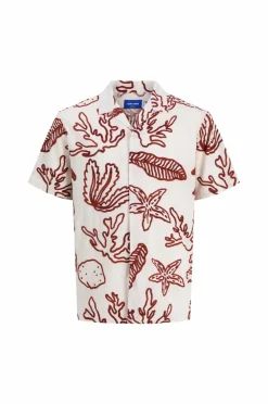 Jack & Jones Skjorter>Junior Skjorte jorLuke Crinkle Aop Shirt SS Jnr Cloud dancer