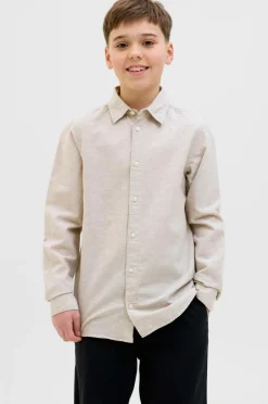 Jack & Jones Skjorter>Junior Skjorte jjeBreeze Linen Blend Shirt LS SN J Crockery