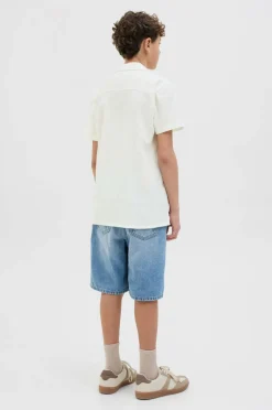 Jack & Jones Junior Skjorte jorLuke Crinkle Shirt SS Jnr Cloud dancer Best