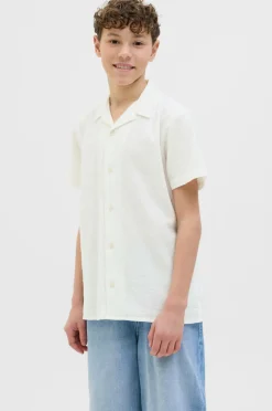 Jack & Jones Junior Skjorte jorLuke Crinkle Shirt SS Jnr Cloud dancer Best