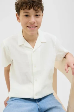 Jack & Jones Junior Skjorte jorLuke Crinkle Shirt SS Jnr Cloud dancer Best