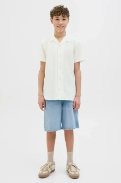 Jack & Jones Junior Skjorte jorLuke Crinkle Shirt SS Jnr Cloud dancer Best