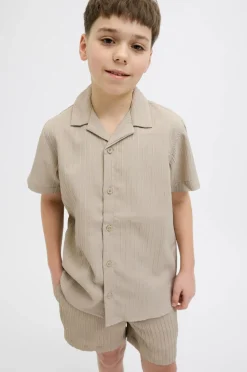 Jack & Jones Junior Skjorte jjMassimo Resort Shirt SS Jnr Oxford tan New