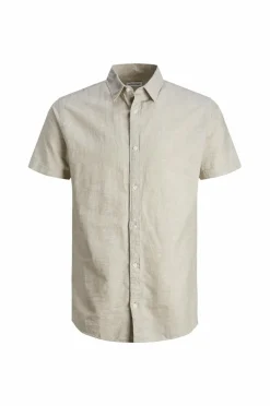 Jack & Jones Junior Skjorte jjeLinen Blend Shirt SS SN Jnr Crockery Discount