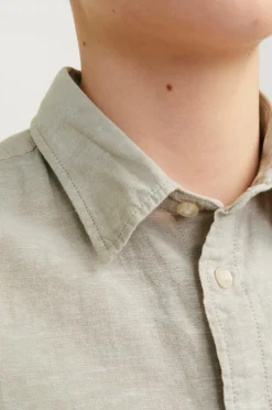 Jack & Jones Junior Skjorte jjeLinen Blend Shirt SS SN Jnr Crockery Discount