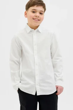 Jack & Jones Skjorter>Junior Skjorte jjeBreeze Linen Blend Shirt LS SN J White