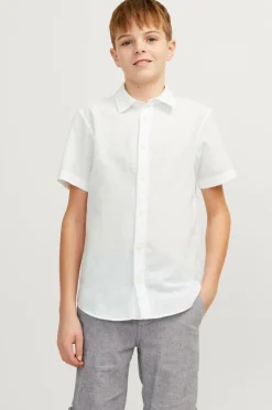 Jack & Jones Junior Skjorte jjeLinen Blend Shirt SS SN Jnr White Clearance