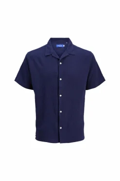 Jack & Jones Junior Skjorte jorLuke Crinkle Shirt SS Jnr Ocean cavern Outlet