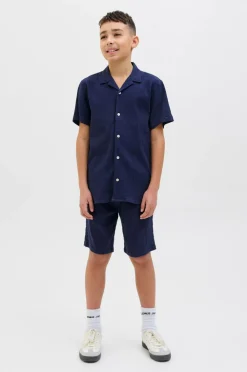 Jack & Jones Junior Skjorte jorLuke Crinkle Shirt SS Jnr Ocean cavern Outlet