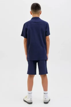 Jack & Jones Junior Skjorte jorLuke Crinkle Shirt SS Jnr Ocean cavern Outlet