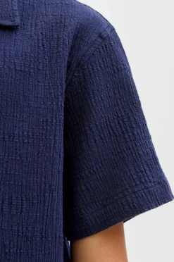 Jack & Jones Junior Skjorte jorLuke Crinkle Shirt SS Jnr Ocean cavern Outlet