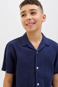 Jack & Jones Junior Skjorte jorLuke Crinkle Shirt SS Jnr Ocean cavern Outlet