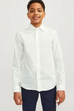Jack & Jones Junior Skjorte jjeLinen Blend Shirt LS SN Jnr White Clearance