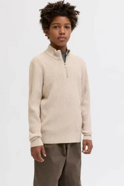 Jack & Jones Junior Turtleneck trøje jprBlubarkley Knit Half Zip Jnr Simply taupe Clearance