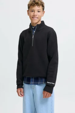 Jack & Jones Junior Trøje jorNorrebro Knit Half Zip Jnr Black Outlet