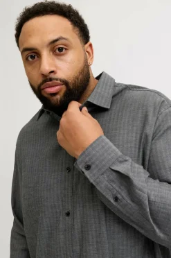 Jack & Jones Plus Skjorte jprBlaparker Melange L/S Shirt BF P Black Sale