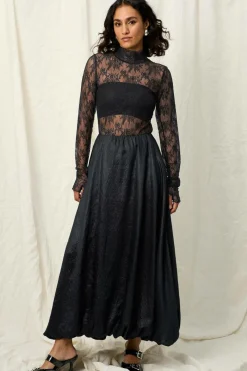 Joelle Ballonnederdel i satin Sort Clearance