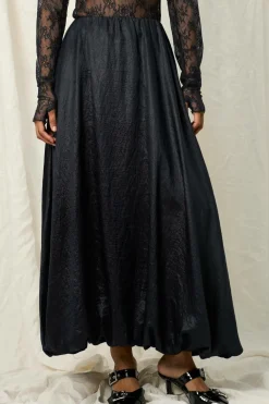 Joelle Ballonnederdel i satin Sort Clearance