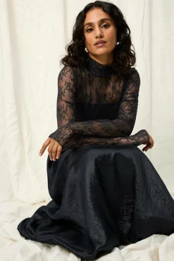 Joelle Ballonnederdel i satin Sort Clearance